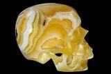 Realistic, Polished, Banded Orange Calcite Skull - Fluorescent! #116432-4